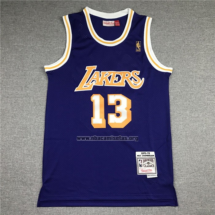 Camiseta Los Angeles Lakers Wilt Chamberlain NO 13 Mitchell & Ness 1971-72 Violeta